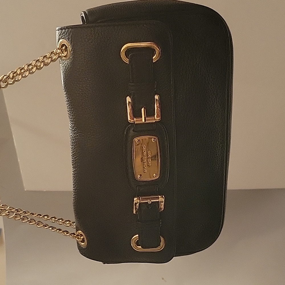 Michael Kors black Pebbled grain leather convertible clutch